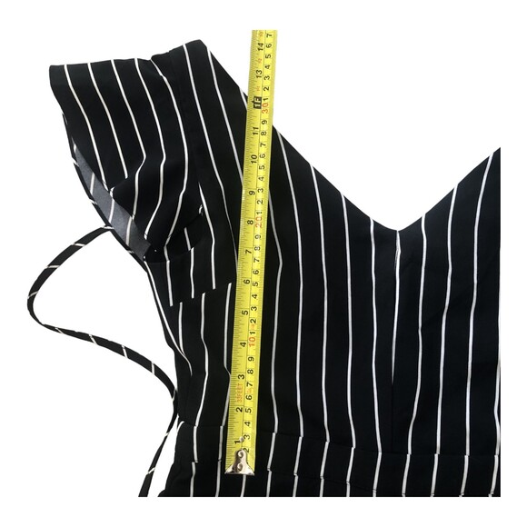 Etophe Studio's Wide Leg Stripe Flutter Sleeve Jumpsuit with Open Back S - Picture 11 of 15